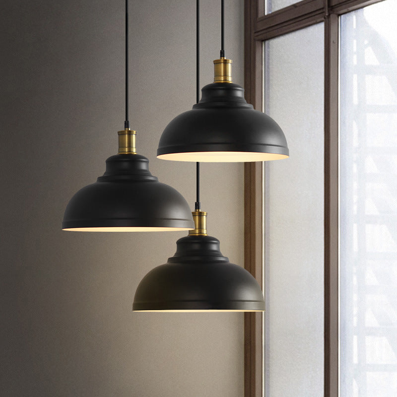 Contemporary Industrial Dome Round Pot Lid Iron 1-Light Pendant Light for Living Room