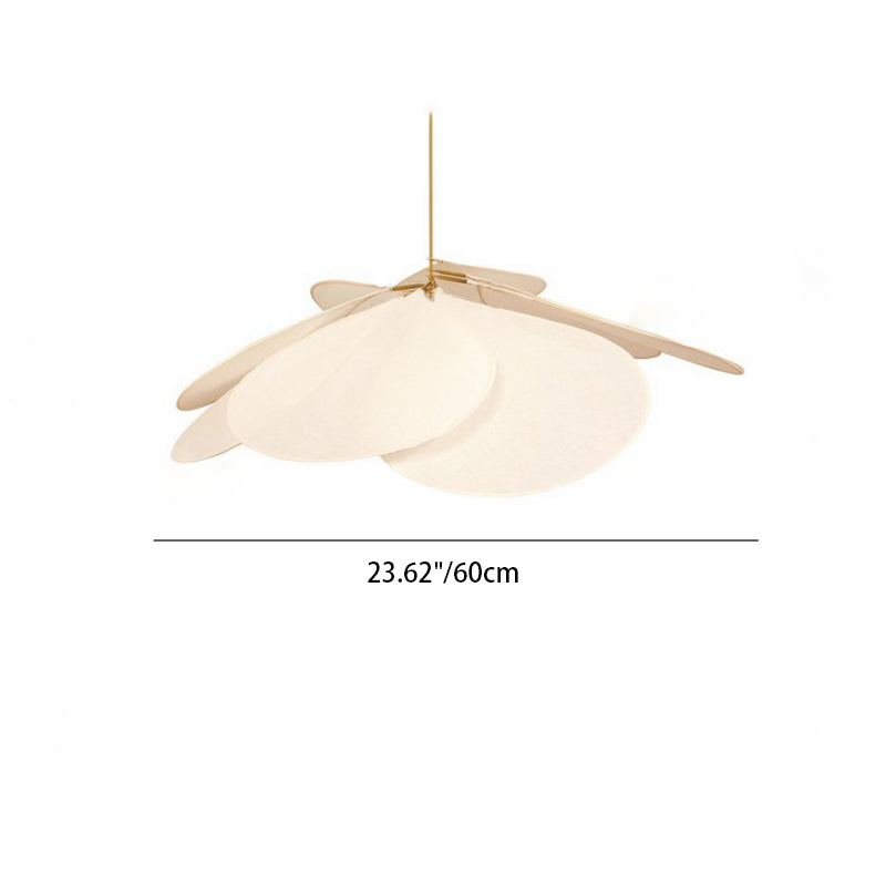 Contemporary Boho Petal Fabric Metal Lampshade 1-Light Pendant Light For Living Room