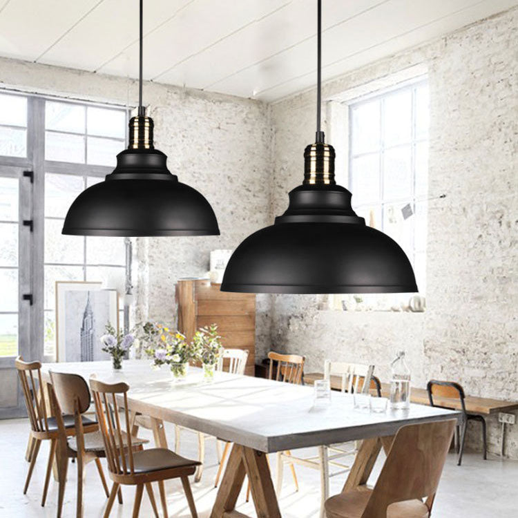 Contemporary Industrial Dome Round Pot Lid Iron 1-Light Pendant Light for Living Room