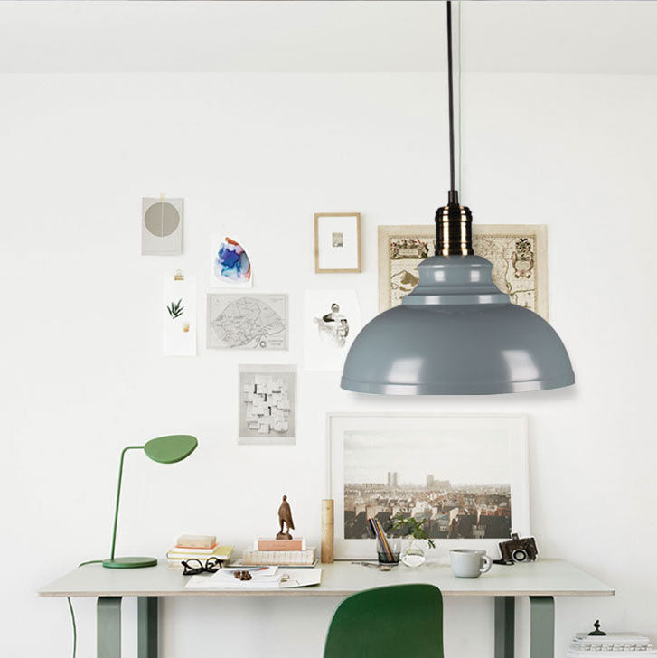 Contemporary Industrial Dome Round Pot Lid Iron 1-Light Pendant Light for Living Room