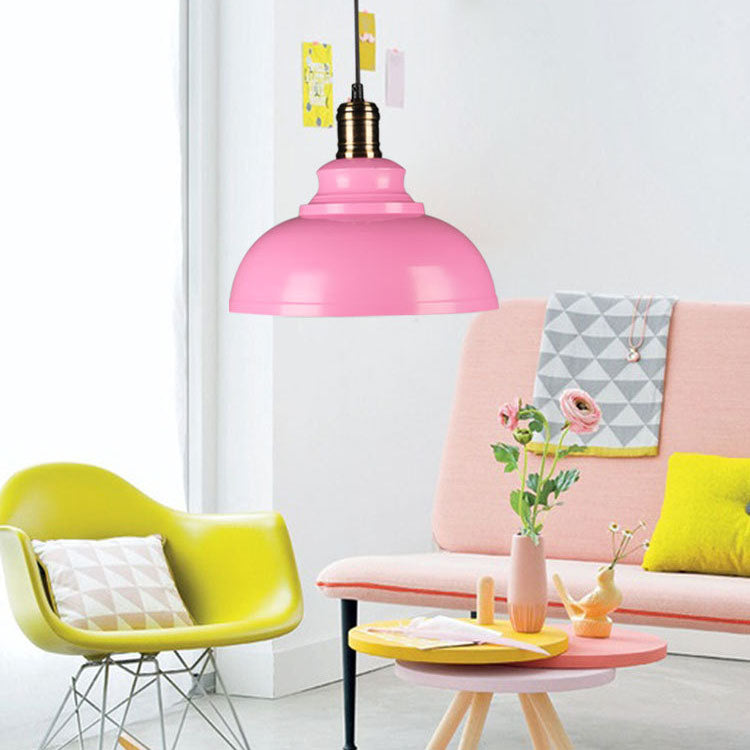 Contemporary Industrial Dome Round Pot Lid Iron 1-Light Pendant Light for Living Room
