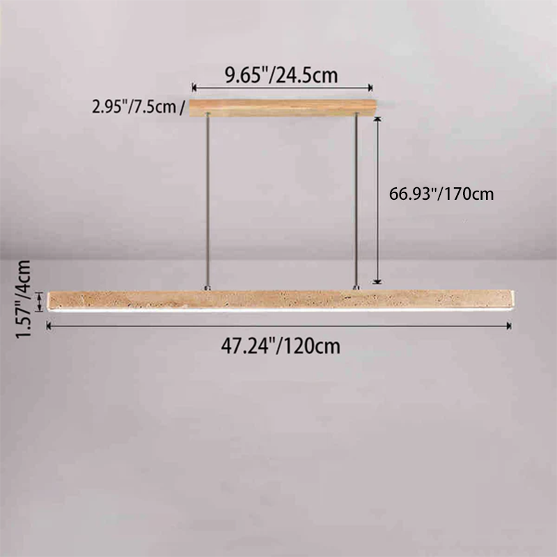 Traditional Vintage Travertine Straight Line Iron LED Island Light Pendant Light For Living Room