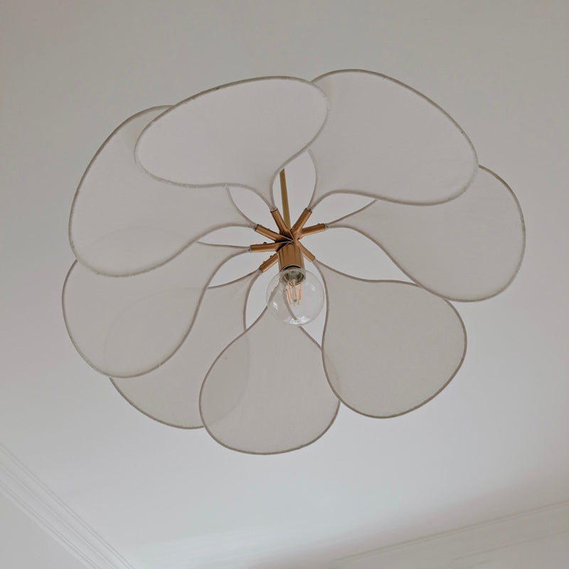 Contemporary Boho Petal Fabric Metal Lampshade 1-Light Pendant Light For Living Room