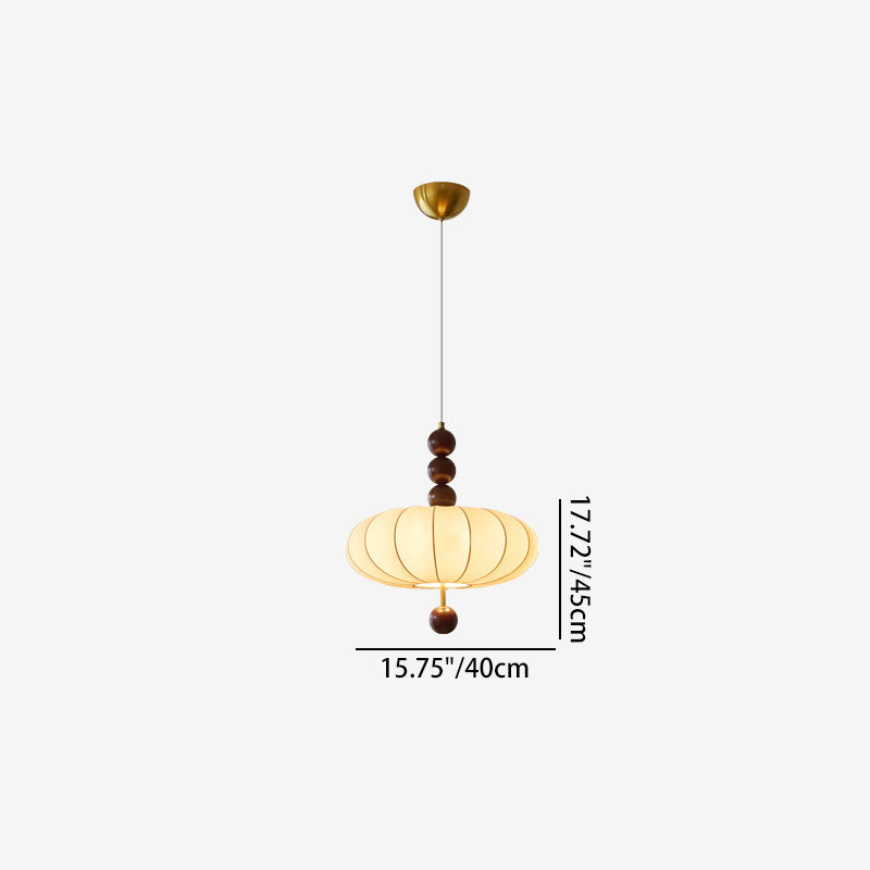 Modern Mid-Century Metal Wood Fabric Circular 3/4-Light Pendant Light For Living Room