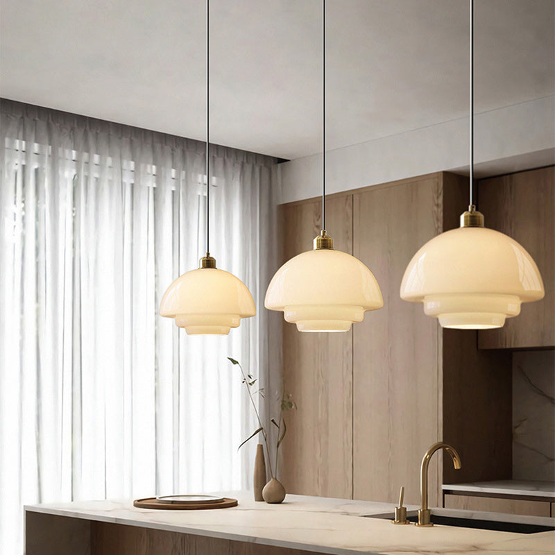Modern Minimalist Flying Saucer-Shaped Spherical Round Iron Glass 1-Light Pendant Light For Dining Room