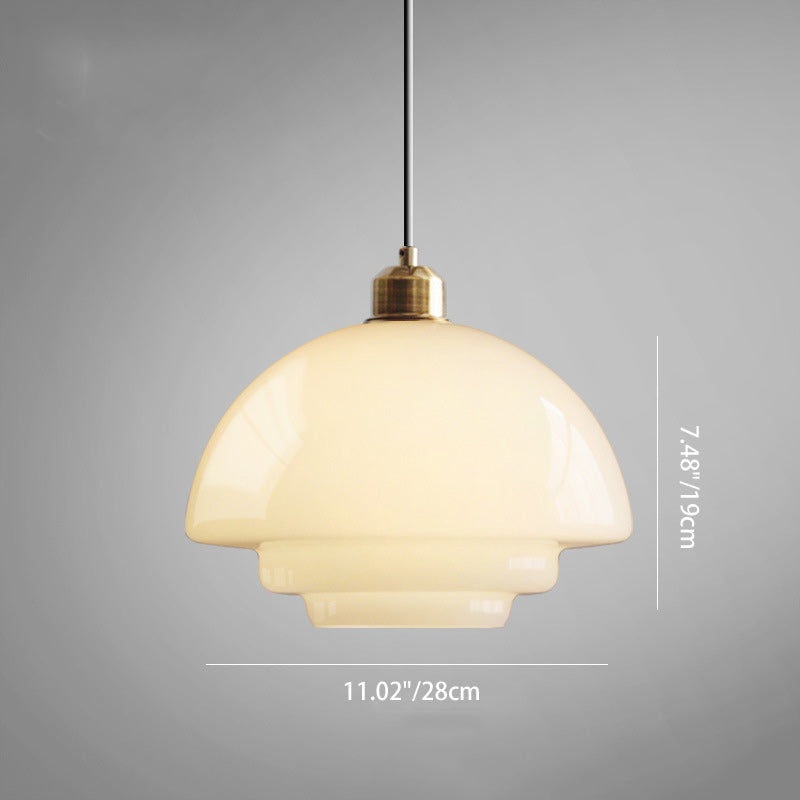 Modern Minimalist Flying Saucer-Shaped Spherical Round Iron Glass 1-Light Pendant Light For Dining Room