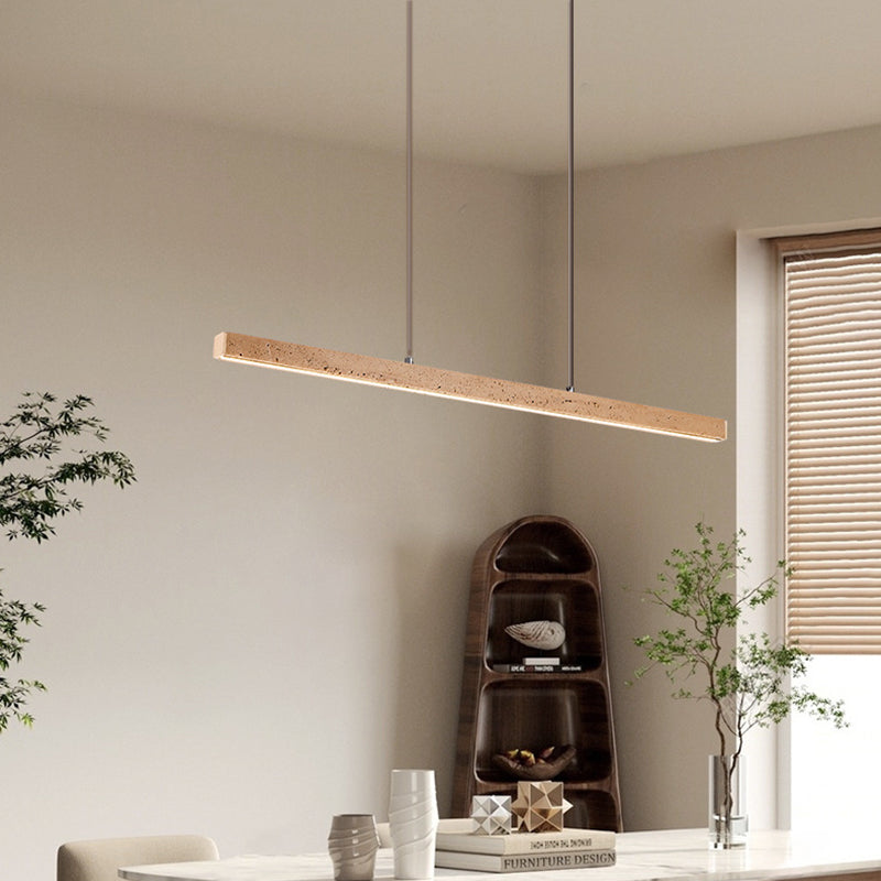 Traditional Vintage Travertine Straight Line Iron LED Island Light Pendant Light For Living Room