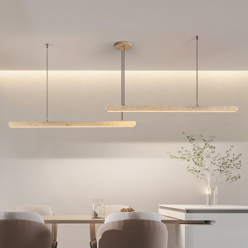 Traditional Vintage Travertine Straight Line Iron LED Island Light Pendant Light For Living Room