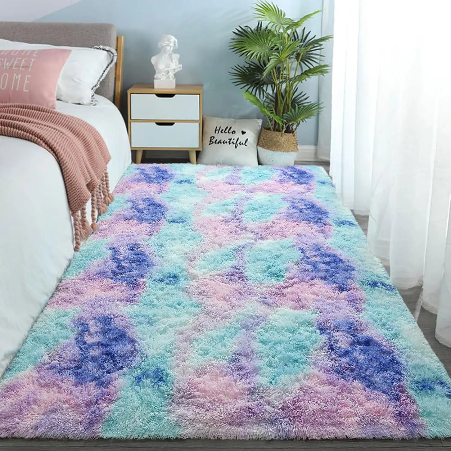 Tie-Dye Plush Shaggy Area Rug