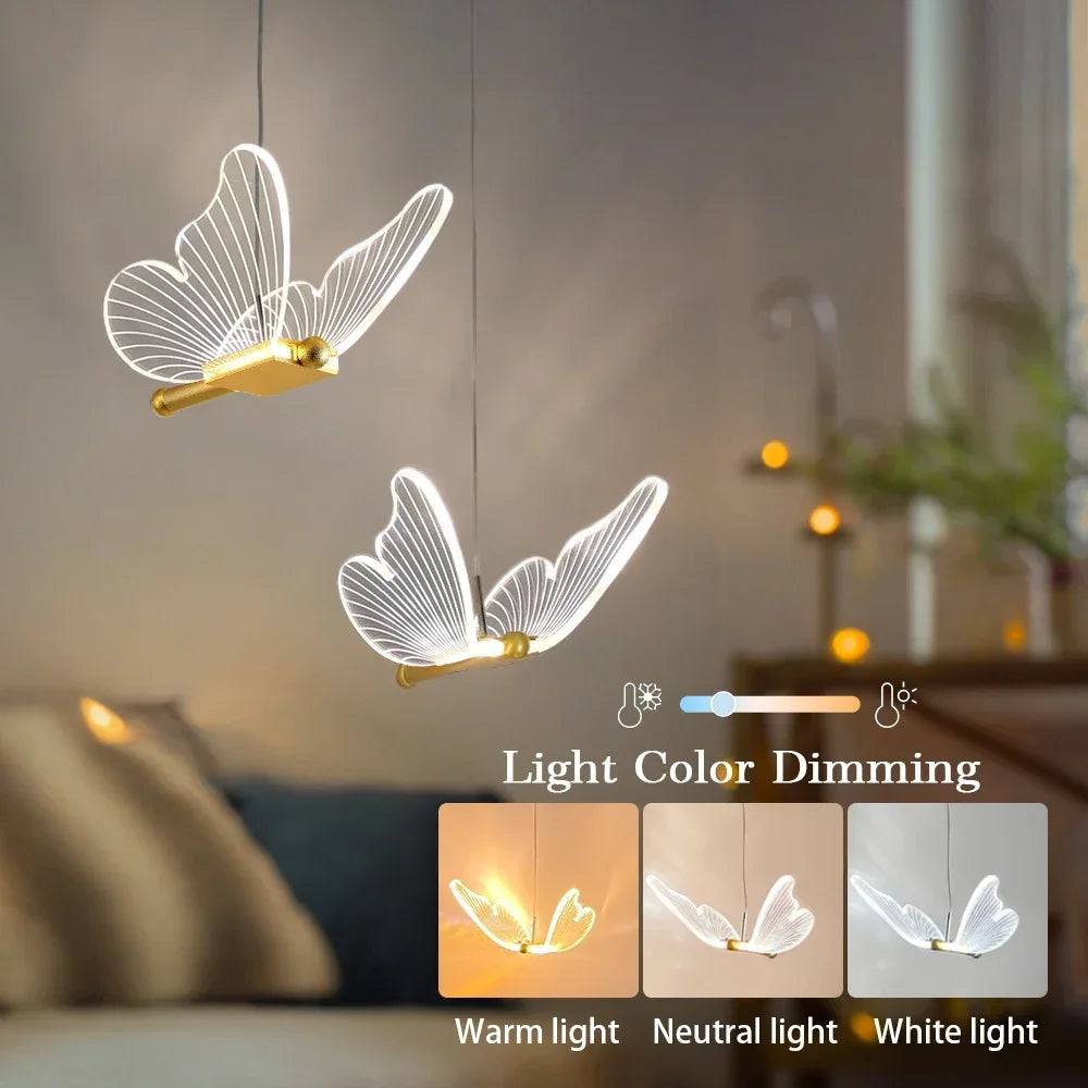 Gold Butterfly Pendant Light
