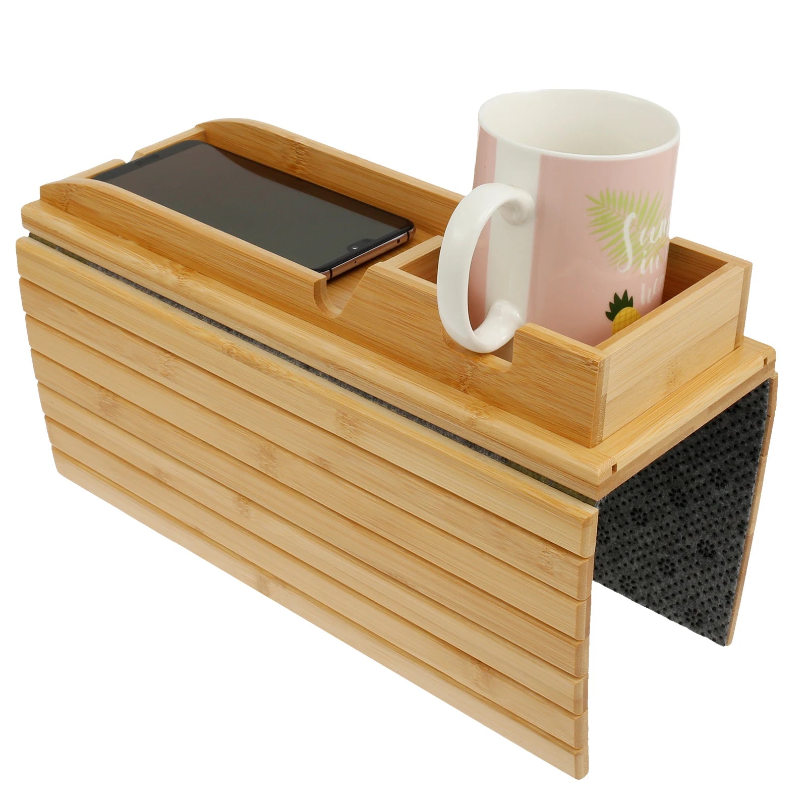 Foldable Bamboo Sofa Arm Tray with Cup Holder