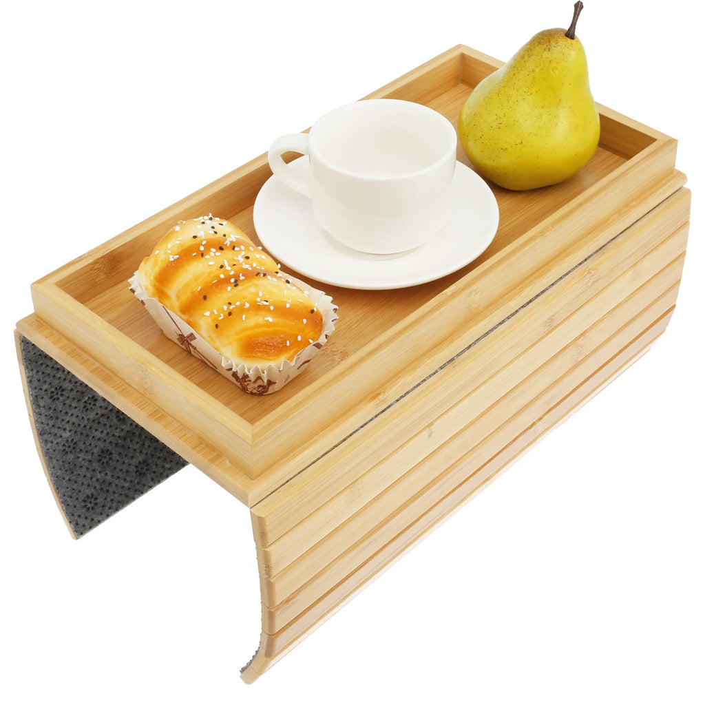 Foldable Bamboo Sofa Arm Tray with Cup Holder