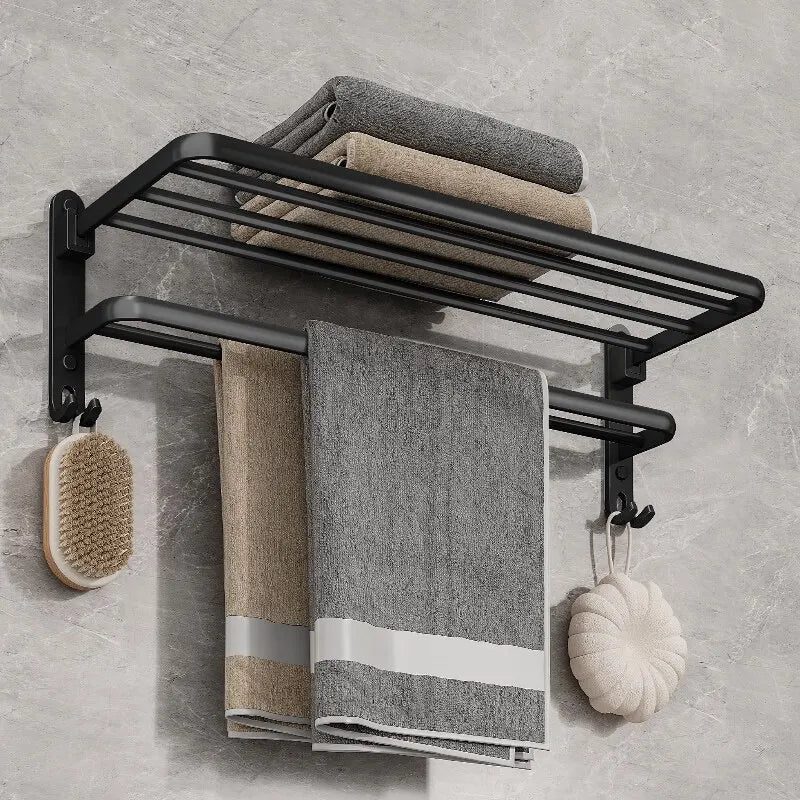 Folding Aluminium Towel Rack with Hook