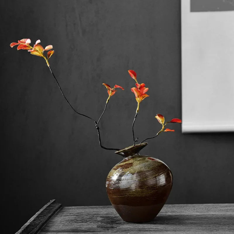 Matte Black Stone-Effect Sculptural Vase