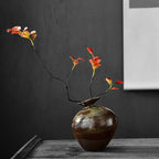 Matte Black Stone-Effect Sculptural Vase