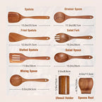 Wooden Cooking Utensil Set with Holder