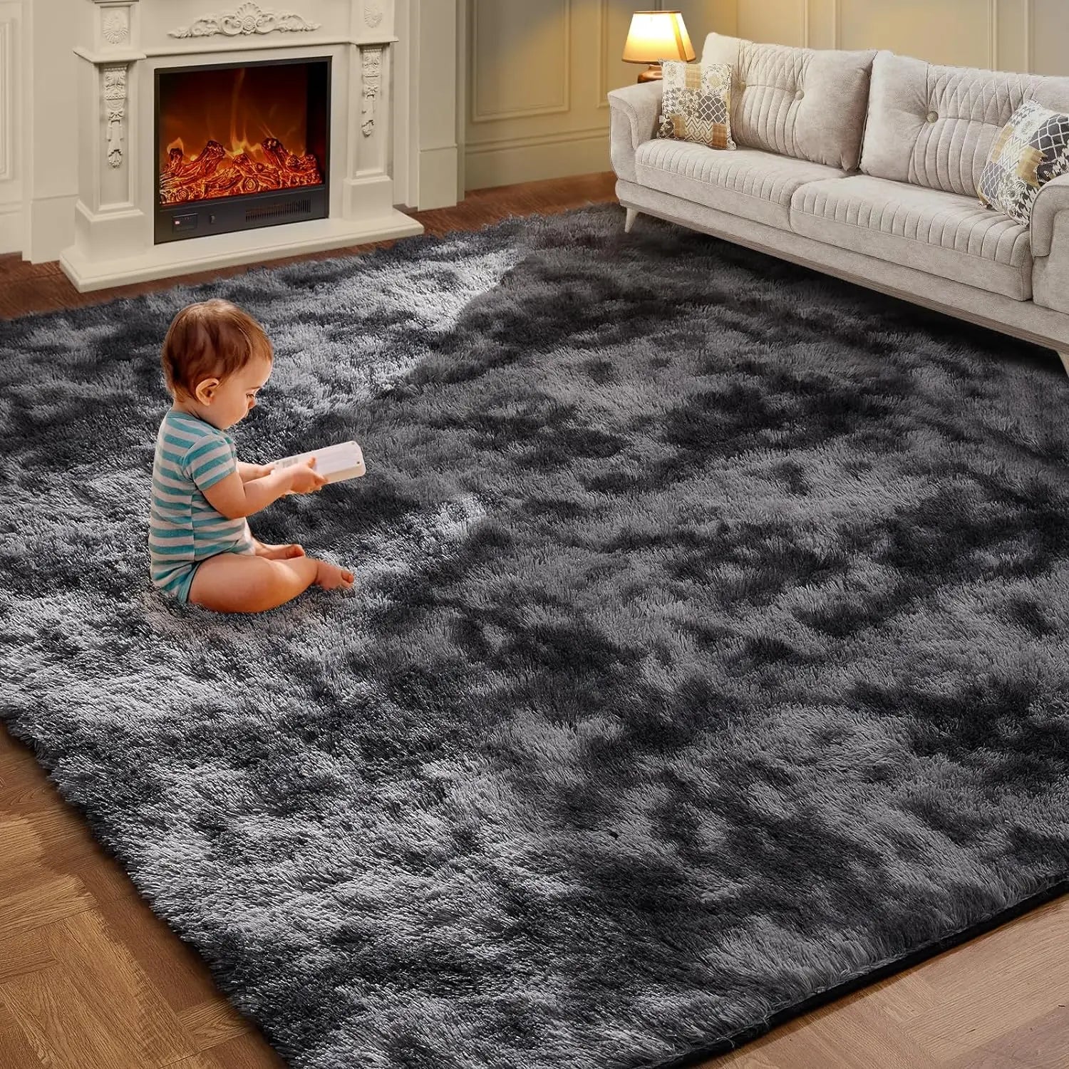 Tie-Dye Plush Shaggy Area Rug
