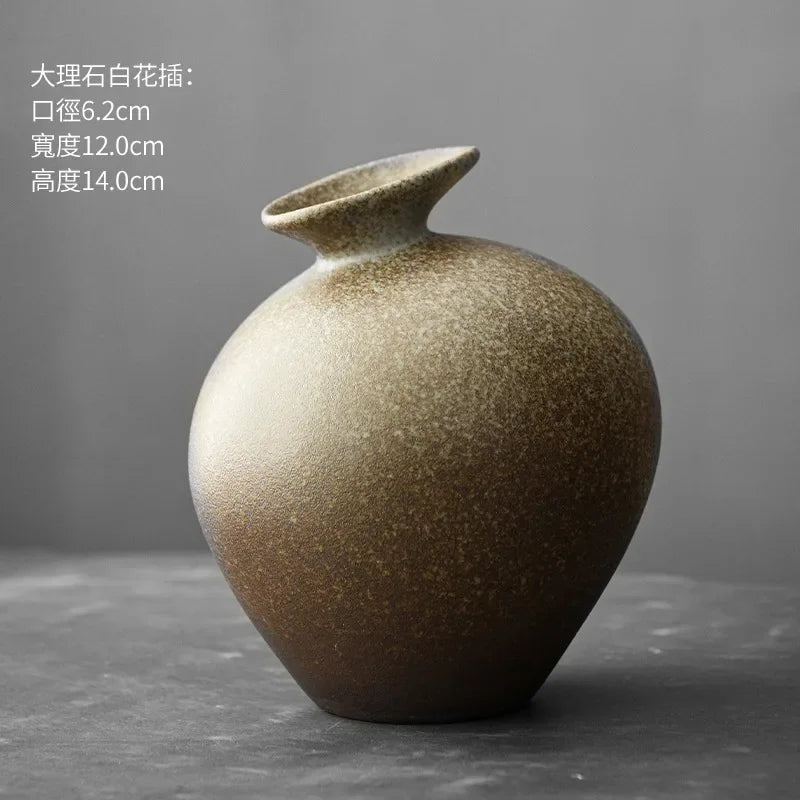 Matte Black Stone-Effect Sculptural Vase