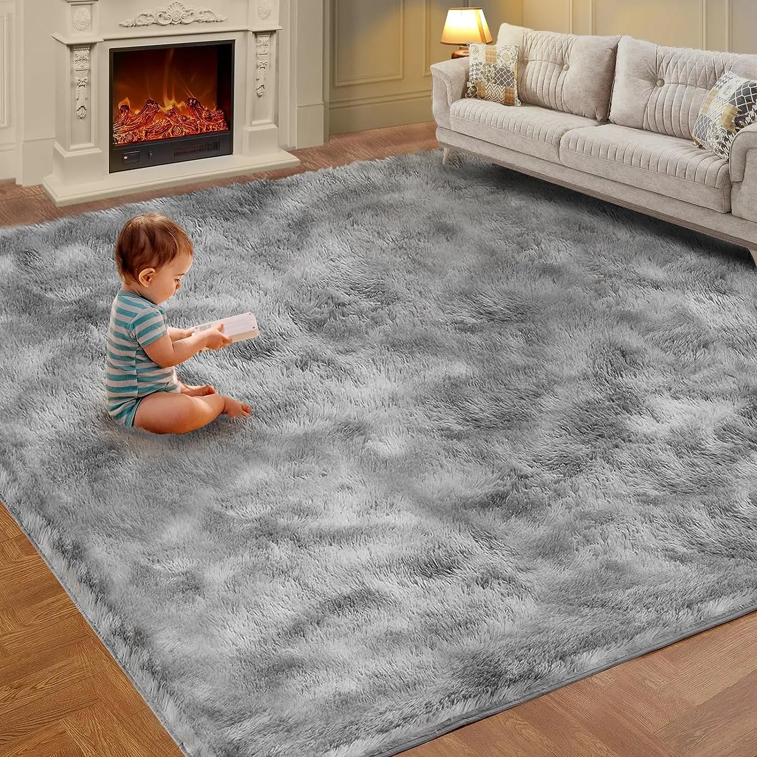 Tie-Dye Plush Shaggy Area Rug