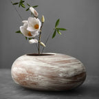 Matte Black Stone-Effect Sculptural Vase