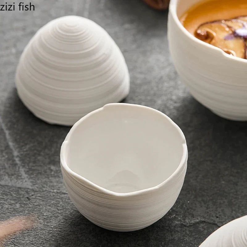 Egg-Shaped White Ceramic Bowl