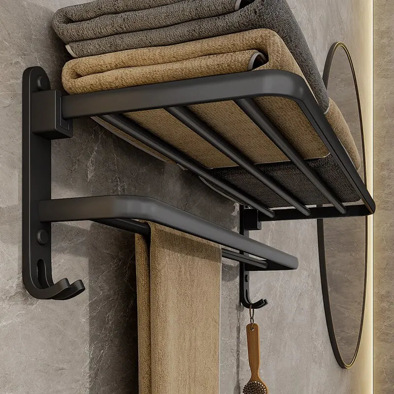 Folding Aluminium Towel Rack with Hook