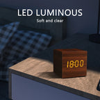 Wood-Effect Voice-Activated LED Desk Clock