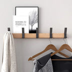 Wood and Aluminium Wall Rack with Movable Hooks