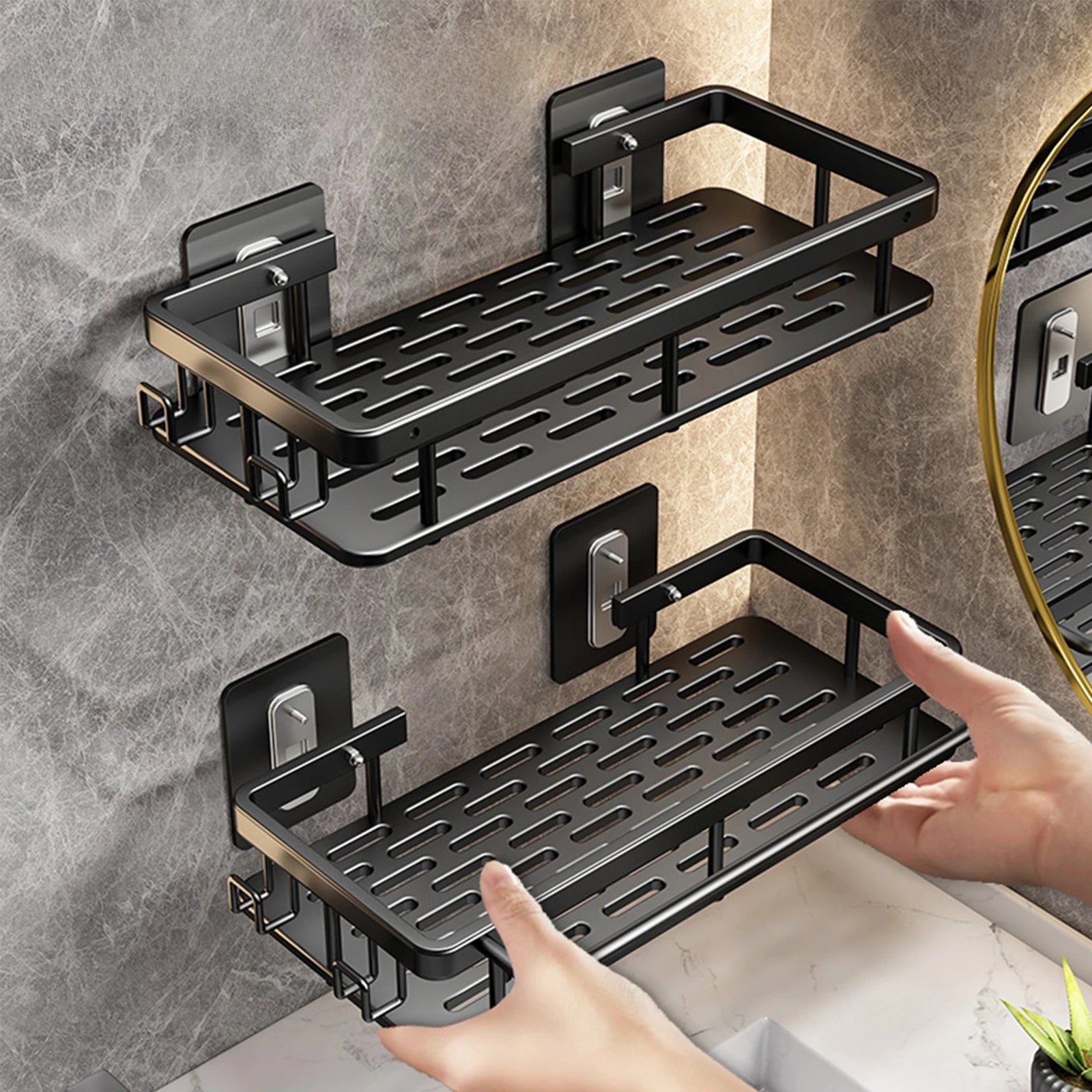 No-Drill Bathroom Corner Shelf