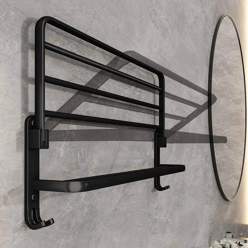 Folding Aluminium Towel Rack with Hook