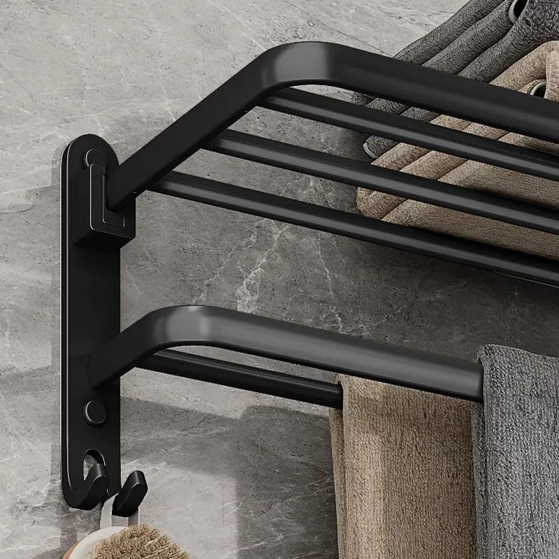 Folding Aluminium Towel Rack with Hook