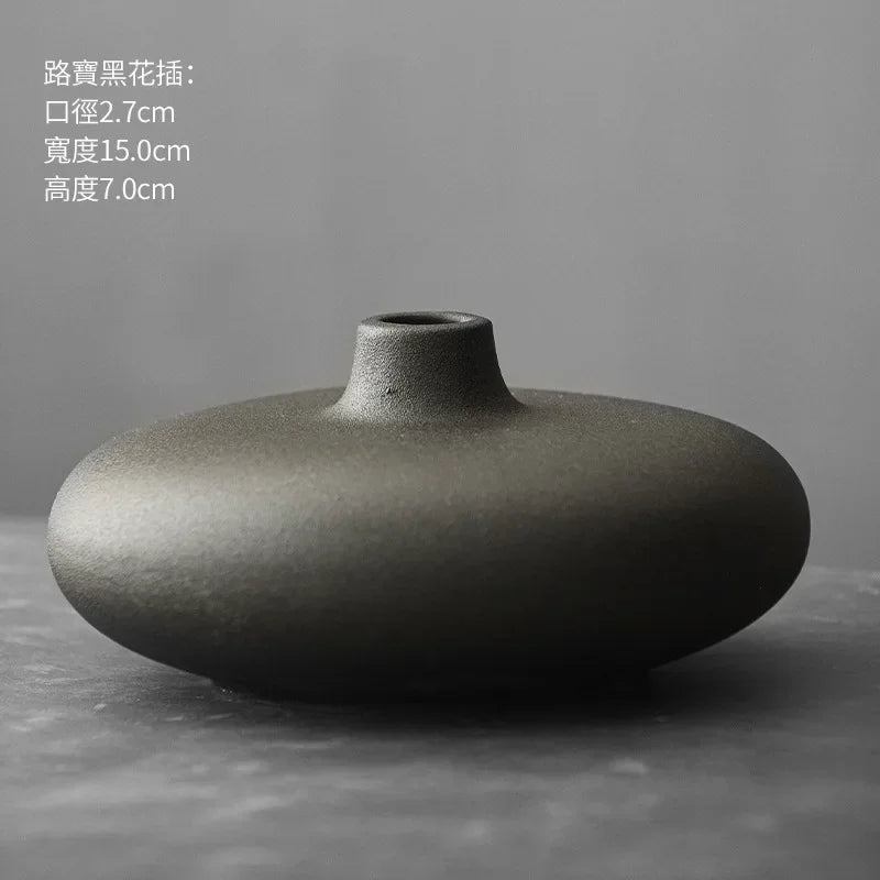 Matte Black Stone-Effect Sculptural Vase