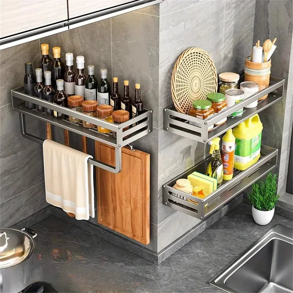 Wall-Mounted Spice and Condiment Rack