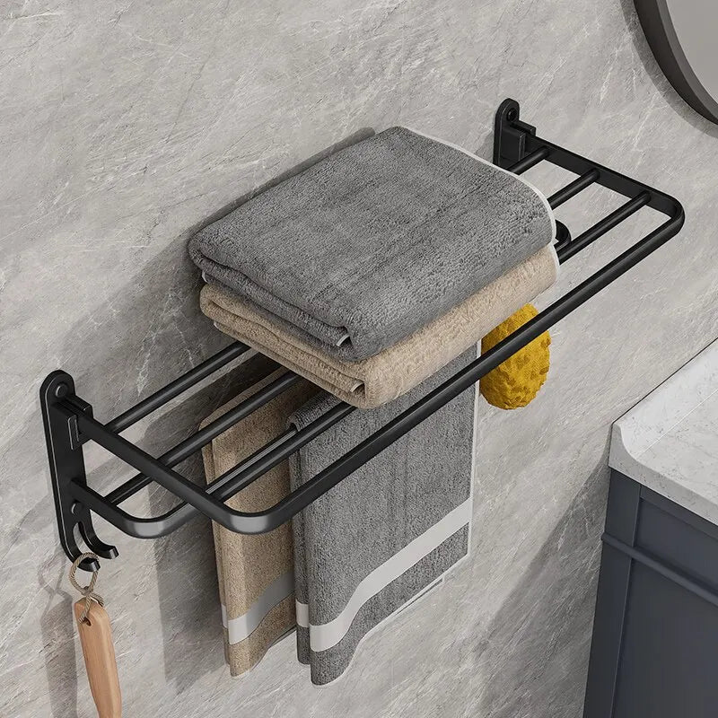 Folding Aluminium Towel Rack with Hook
