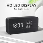 Wood-Effect Voice-Activated LED Desk Clock