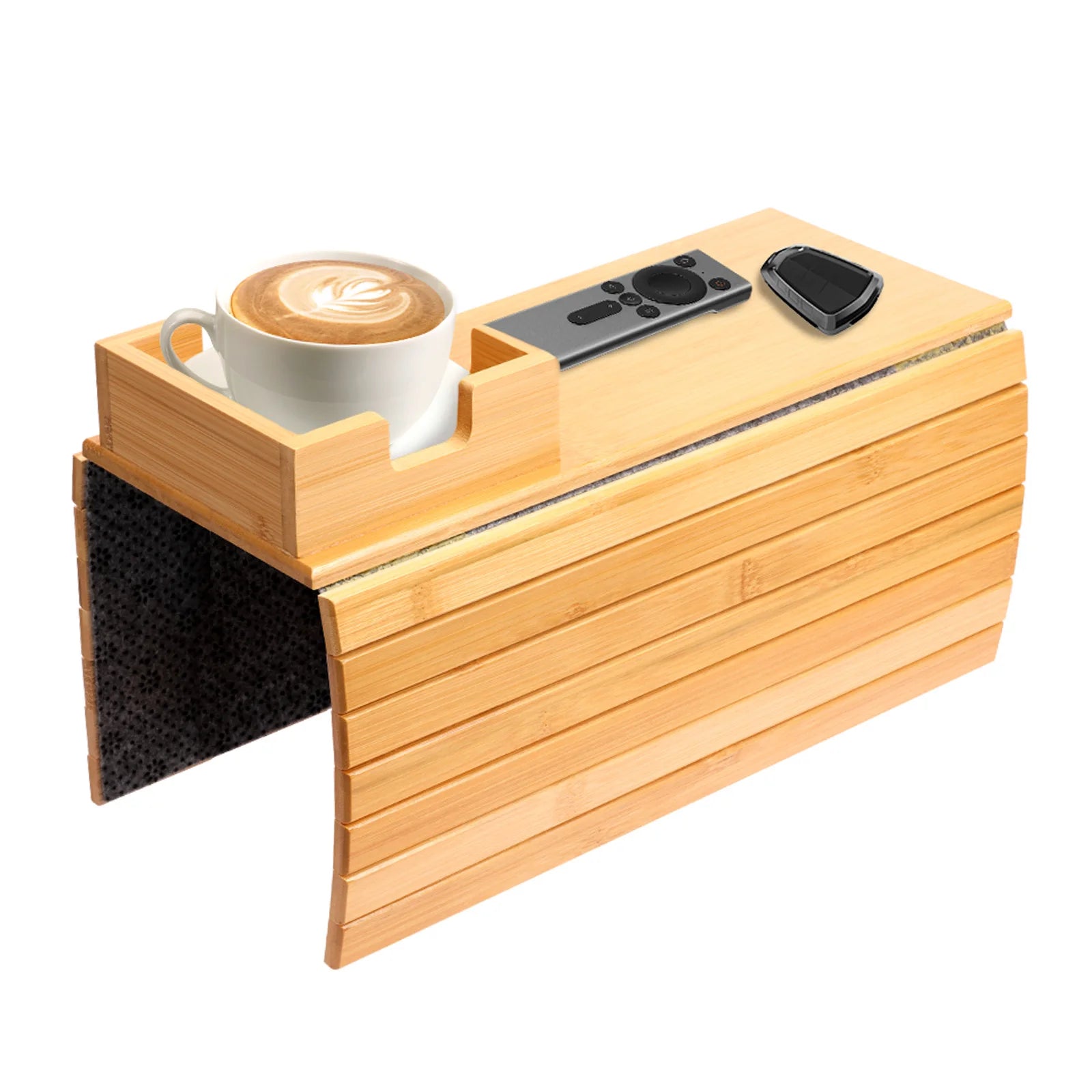 Foldable Bamboo Sofa Arm Tray with Cup Holder