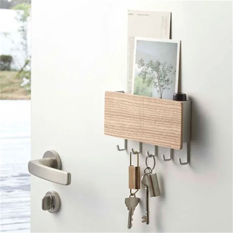 Wall-Mounted Key Rack with Hooks