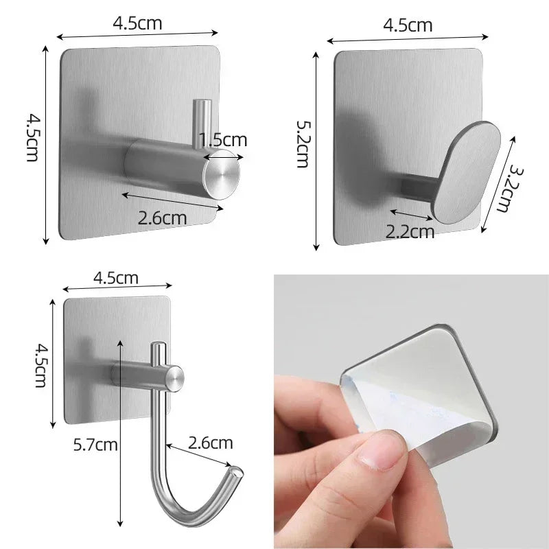 Adhesive Stainless Steel Robe Hooks