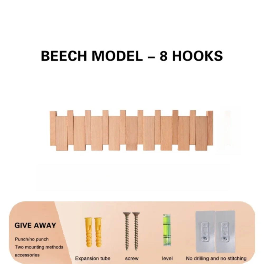 Piano Key Wooden Wall Coat Rack