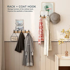 Wood and Aluminium Wall Rack with Movable Hooks