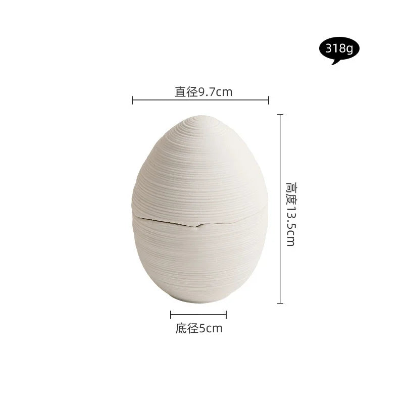 Egg-Shaped White Ceramic Bowl