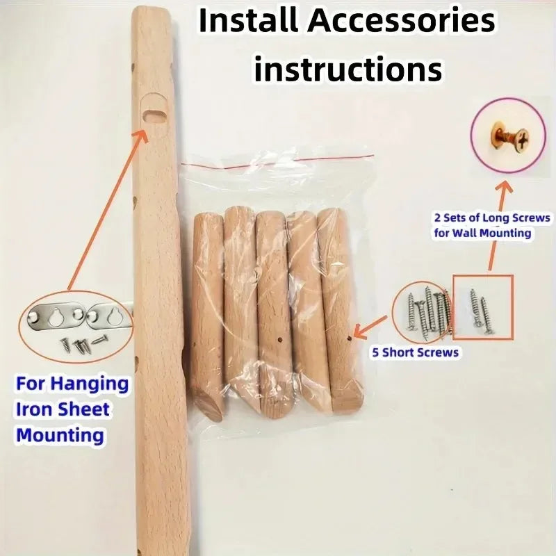 Scandinavian Wooden Wall Coat Rack