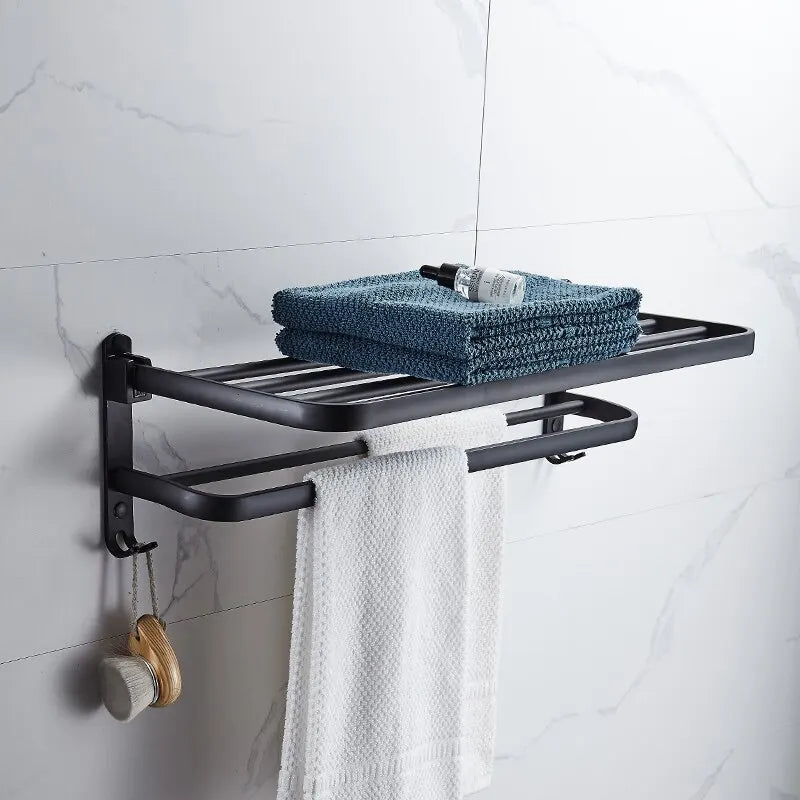 Folding Aluminium Towel Rack with Hook
