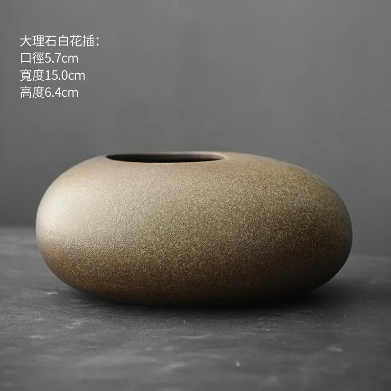 Matte Black Stone-Effect Sculptural Vase