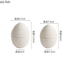 Egg-Shaped White Ceramic Bowl