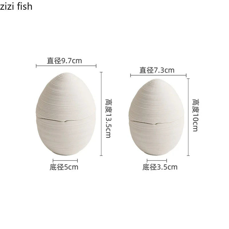 Egg-Shaped White Ceramic Bowl