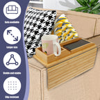 Foldable Bamboo Sofa Arm Tray with Cup Holder