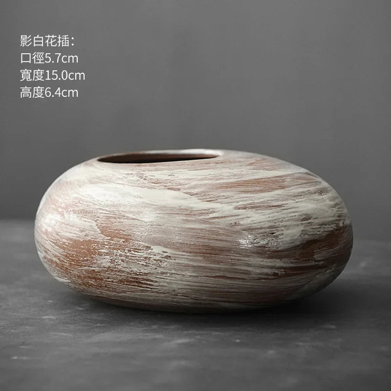 Matte Black Stone-Effect Sculptural Vase