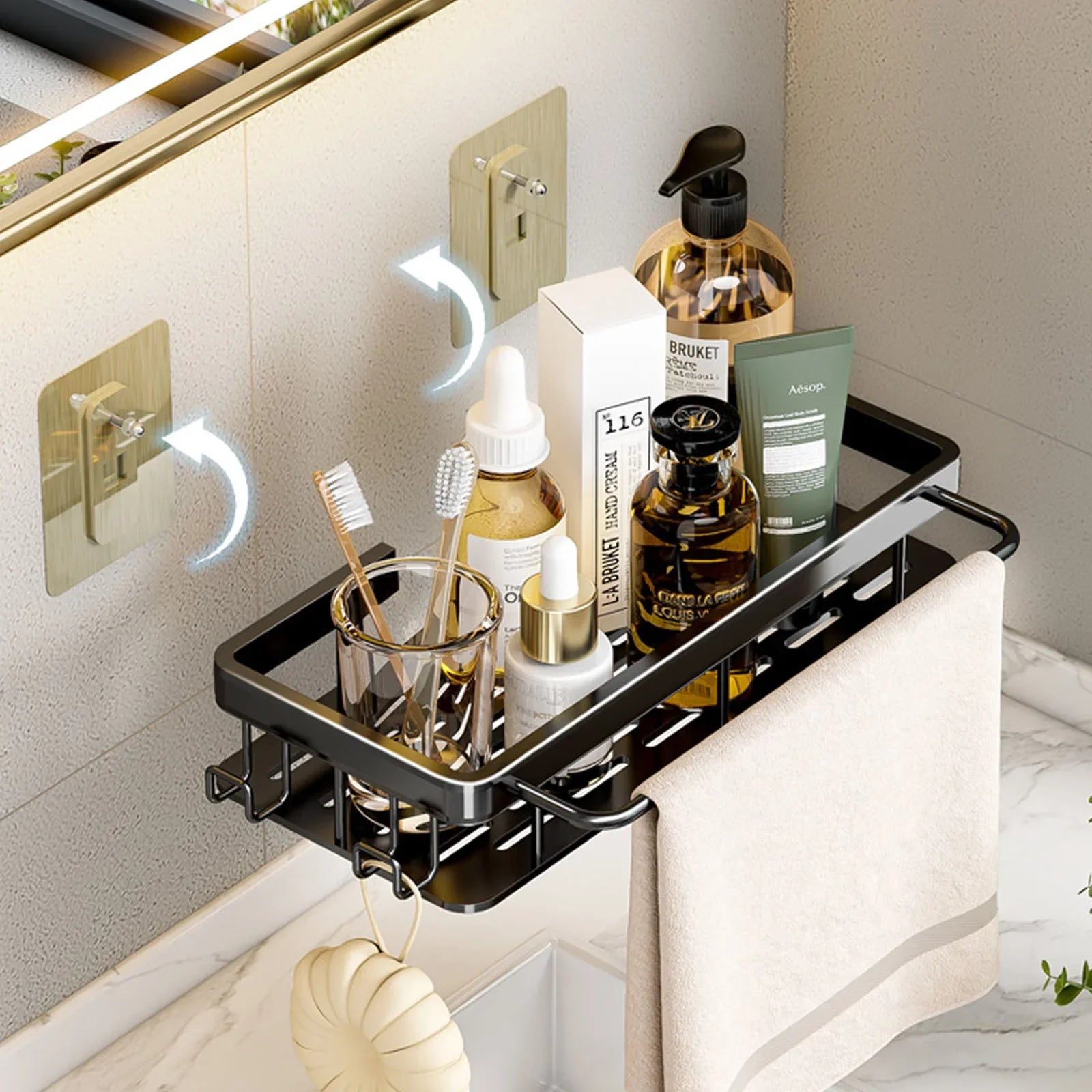 No-Drill Bathroom Corner Shelf