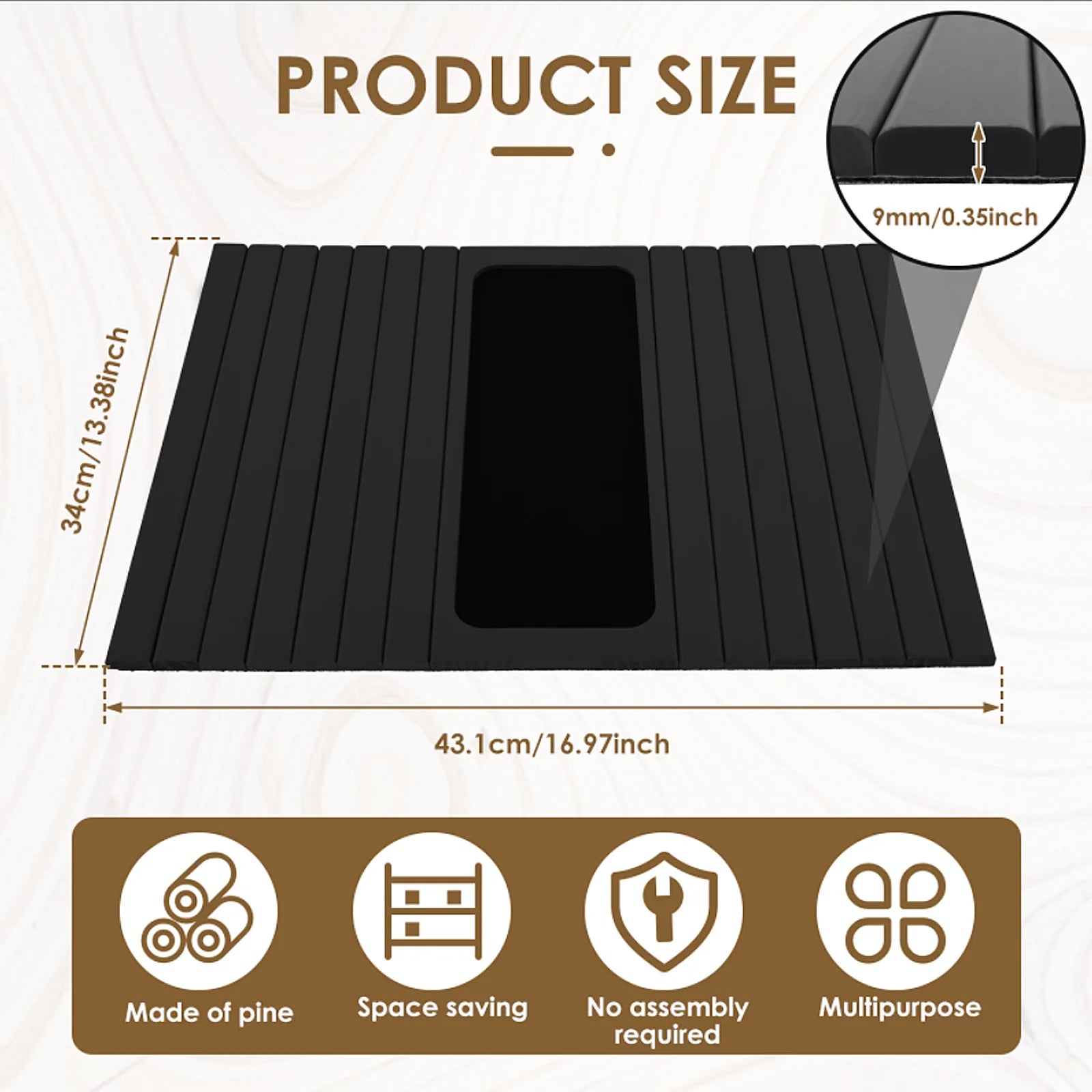 Foldable Bamboo Sofa Arm Tray with Cup Holder